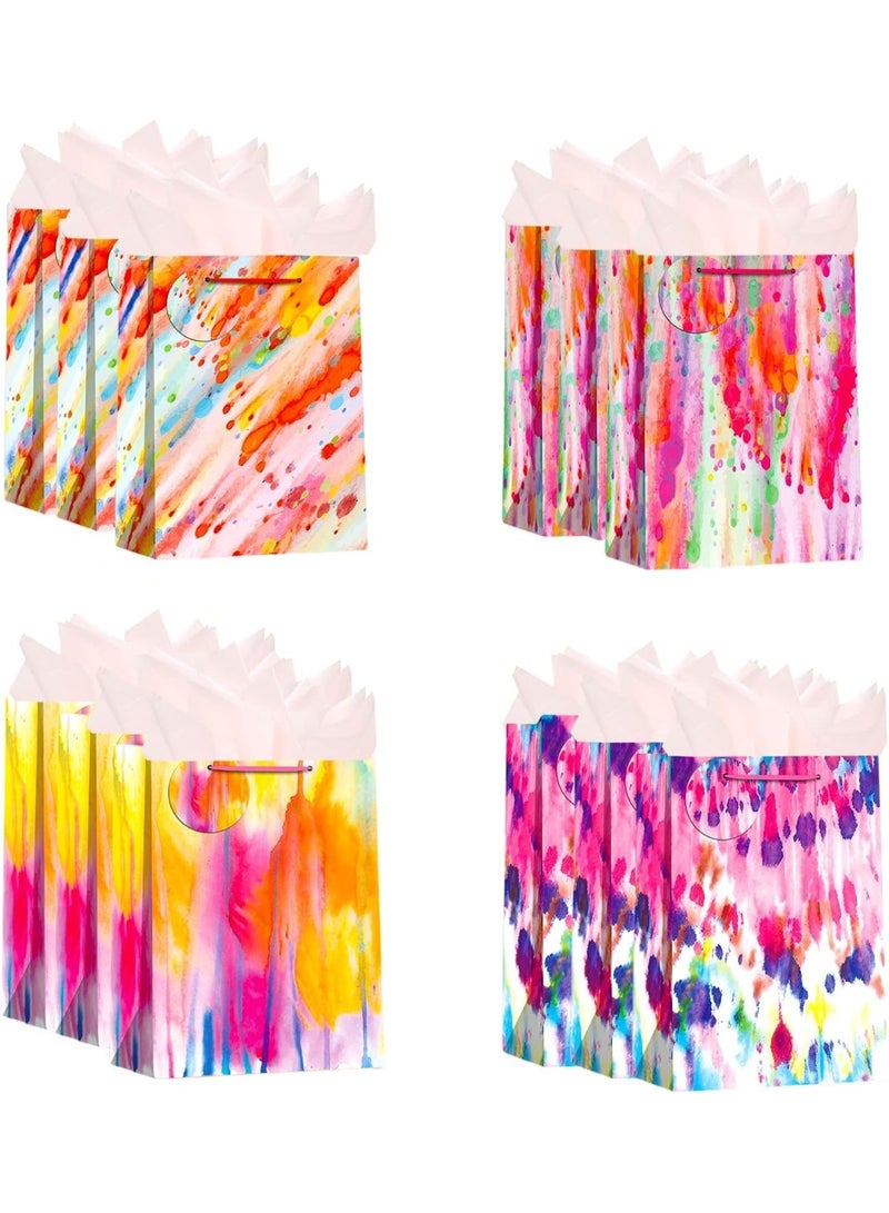 سيوسي Gift Bags, Colorful Paper Bags for Girl Women's Birthdays, Bridal Showers, Weddings, Mother's Day, Christmas, Thank You Bags-All Occation (Colorful, 12pcs, 9" Medium) - Image 1